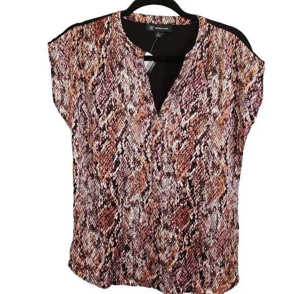 INC International Concepts Womens V-Neck Dolman Snake Print Top Size Small - Picture 1 of 6